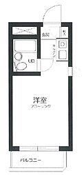 京王井の頭線 駒場東大前駅 徒歩12分の賃貸マンション 3階ワンルームの間取り
