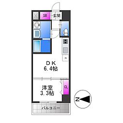 CloverPremier長居公園東 1DKの間取図画像
