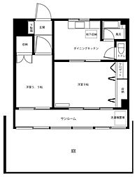 久田マンション 1階2DKの間取り