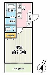 カフーティーダ西大宮 2階1Kの間取り