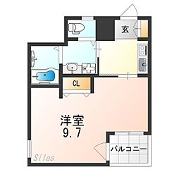 南海高野線 浅香山駅 徒歩9分の賃貸マンション 4階1Kの間取り