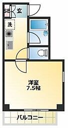 オークレット洗足池 2階1Kの間取り