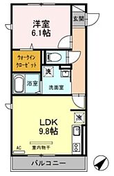 プルミエール大宮七里B 1LDKの間取図画像