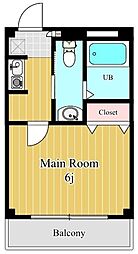 ガーデンアベニュー 1階1Kの間取り