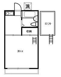 スバルワン 1Kの間取図画像