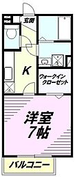 アルテール 2階1Kの間取り