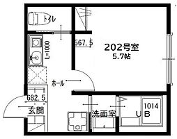 セジュール 1Kの間取図画像