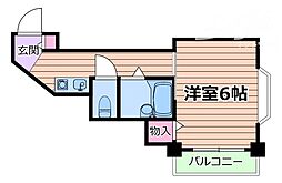 グローリーワン 1Kの間取図画像