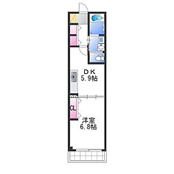 エルグランデオズ 1DKの間取図画像