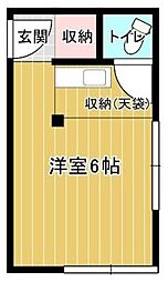神楽坂別館 2階ワンルームの間取り