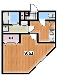 小田急多摩線 唐木田駅 徒歩11分の賃貸アパート 1階1Kの間取り