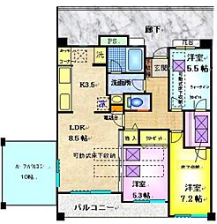 らくりーぶ21忠生 3LDKの間取図画像