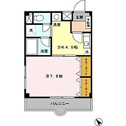燦コーポ　C 4階1DKの間取り