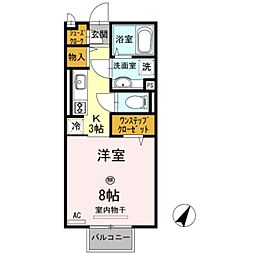D-room N.大谷 1階1Kの間取り