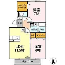 ブレンド下九沢 2階2LDKの間取り