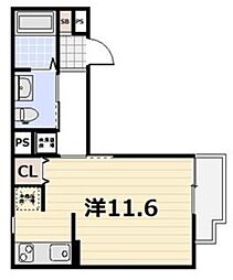 叡山電鉄叡山本線 一乗寺駅 徒歩6分の賃貸マンション 4階ワンルームの間取り