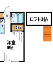桃山コーポ 2階1Kの間取り