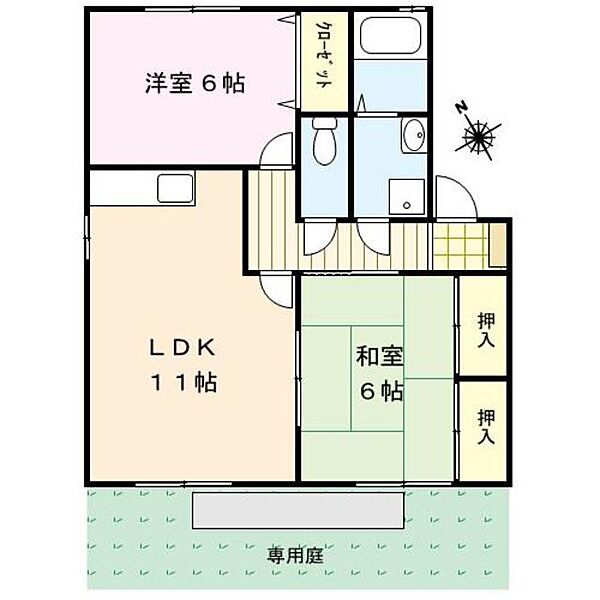 ベリークレセント 107｜福岡県久留米市上津町(賃貸アパート2LDK・1階・58.00㎡)の写真 その2