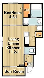 サンヴェルデ 1階1LDKの間取り