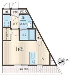ミリアビタNo.10 ワンルームの間取図画像