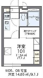 レオパレスYou-2 1Kの間取図画像