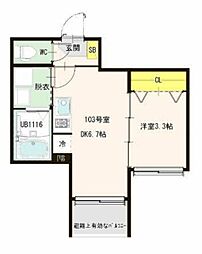 ハーモニーテラス堀切VII 1DKの間取図画像