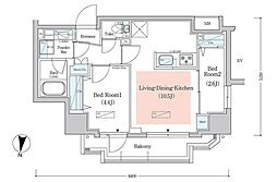 JR総武線 大久保駅 徒歩4分の賃貸マンション 3階2LDKの間取り
