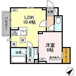 D-ROOM K&Y 1LDKの間取図画像