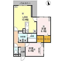 TORASIA上住吉 2LDKの間取図画像