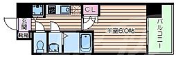 エス・キュート梅田東 12階1Kの間取り