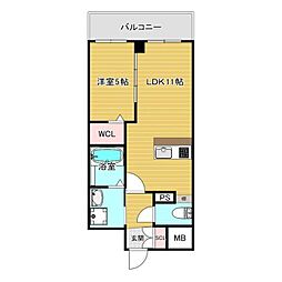 VITA荒本 1LDKの間取図画像