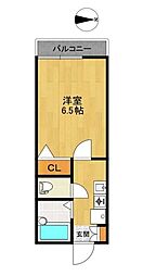 シュテルン21 1Kの間取図画像