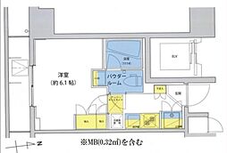 アジールコート北品川 3階1Kの間取り