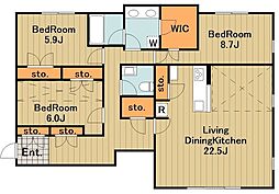 小田急多摩線 栗平駅 徒歩15分の賃貸テラスハウス 2階3LDKの間取り