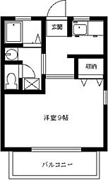 第1筑波ハイツ 1Kの間取図画像