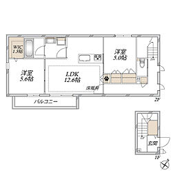 オカバ江戸川瑞江ヘーベルメゾンB 2LDKの間取図画像
