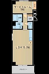 東京メトロ東西線 行徳駅 徒歩2分の賃貸マンション 6階ワンルームの間取り