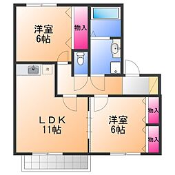 セジュールR 2LDKの間取図画像