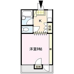メディカルコーポII 3階1Kの間取り