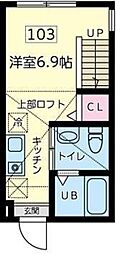 JR横浜線 相原駅 徒歩17分の賃貸アパート 1階ワンルームの間取り