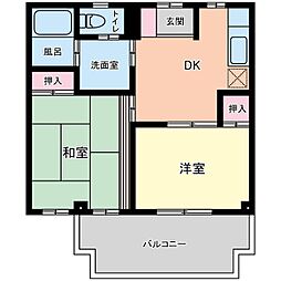 マンション林 2階2DKの間取り
