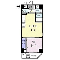 シェロ・ガーデン 4階1LDKの間取り
