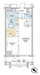 プラウドフラット両国サウス 7階1LDKの間取り