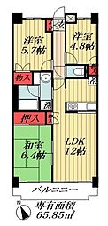 フジ・ヴェール毘沙門堂 3LDKの間取図画像