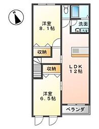 セレーノ藤澤 2LDKの間取図画像