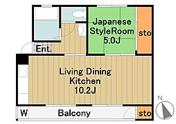 JR横浜線 橋本駅 徒歩12分の賃貸マンション 2階1LDKの間取り