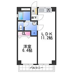 JR紀勢本線 紀三井寺駅 徒歩30分の賃貸マンション 2階1LDKの間取り