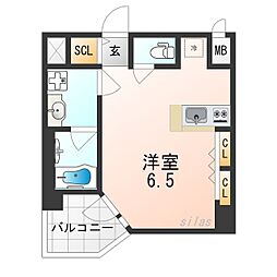 阪神本線 西宮駅 徒歩5分の賃貸マンション 4階1Kの間取り