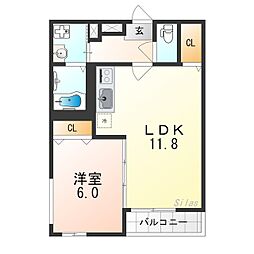 フジパレス堺浜寺石津3番館 1LDKの間取図画像