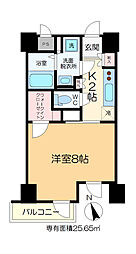 ミルーナヒルズ金町 2階1Kの間取り